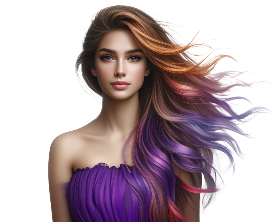 A beautiful woman with colorful hair